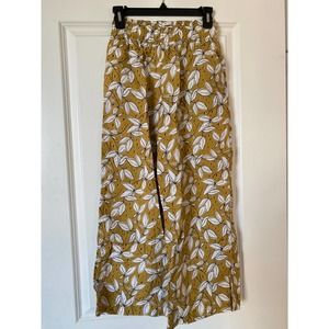 RACHEL ZOE Women's XS Linen Wide Leg Pants Yellow Floral